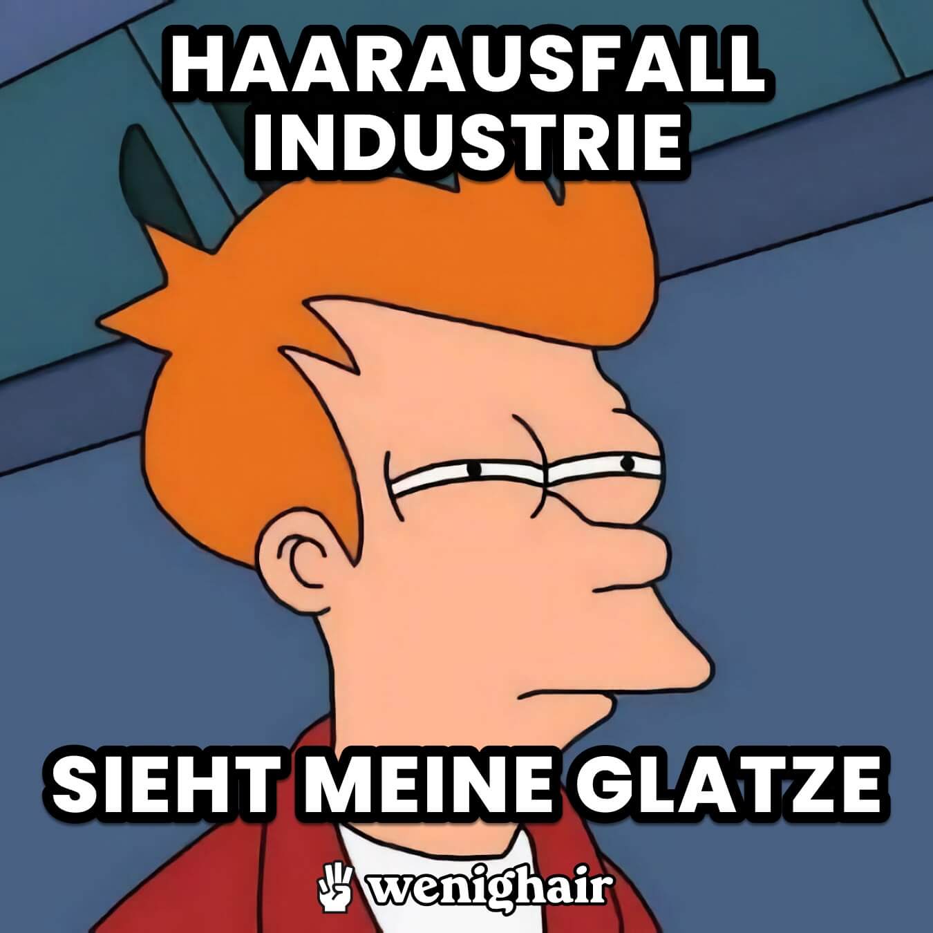 meme über haarausfall und glatze mit futurama