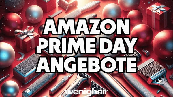 Amazon Prime Day Oktober 2024 Angebote für Rasierer, präsentiert von wenighair. Werbebild mit Geschenken und Rasierartikeln.